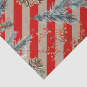 Festive Red Stripe Pine Spruce Cones Kraft Holiday Seidenpapier (Ausschnitt)