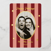 Festive Red Striped Holiday Party Folieneinladung (Vorderseite)