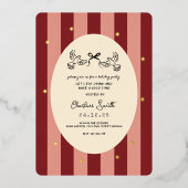 Festive Red Striped Holiday Party Invitation Folieneinladung (Vorderseite)