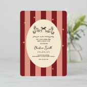 Festive Red Striped Holiday Party Invitation Folieneinladung (Stehend vorne)