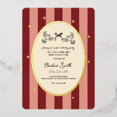 Festive Red Striped Holiday Party Invitation Folieneinladung (Vorderseite)