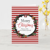 Festive Red Stripes Holly Wreath Frohe Weihnachten Karte (Gelbe Blume)