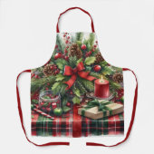 Festive Red Tartan & Pine Christmas  Schürze (Vorderseite)