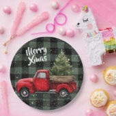 Festive Red Truck with Christmas Tree Paper Plates Pappteller (Party)
