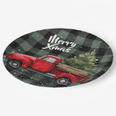 Festive Red Truck with Christmas Tree Paper Plates Pappteller (Schrägansicht)