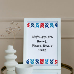 Festive Red White and Blue 4th of July Party Sign Poster