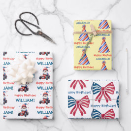Festive Red White Blue Party Geschenkpapier Set
