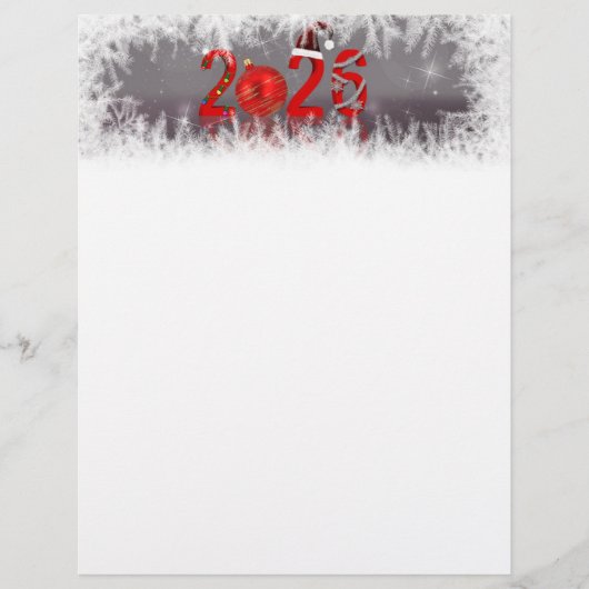 Festive Red Xmas New Year 2026 Stationery Paper Briefbogen (Vorderseite)