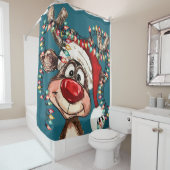 Festive Reindeer Christmas Shower Curtain Duschvorhang (Beispiel)