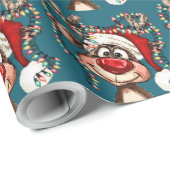 Festive Reindeer Christmas Shower Curtain Geschenkpapier (Rolleneckpunkt)