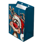 Festive Reindeer Christmas Shower Curtain Mittlere Geschenktüte (Rückseite Schrägansicht)