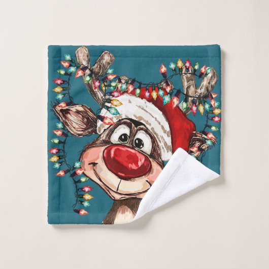 Festive Reindeer Christmas Shower Curtain Waschlappen (Waschlappen)