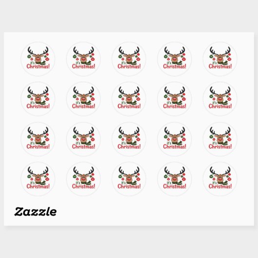 Festive Reindeer Face Cartoon Sticker (Blatt)