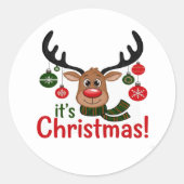Festive Reindeer Face Cartoon Sticker (Vorderseite)