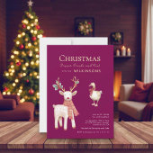 Festive  reindeer goose Watercolor  Holiday Party Einladung