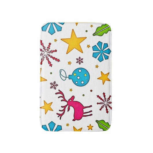Festive Reindeer Magic Pattern Design Badematte (Vorderseite Vertikal)