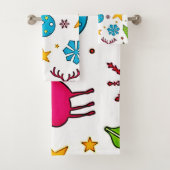 Festive Reindeer Magic Pattern Design Badhandtuch Set (Insitu)