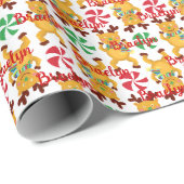 Festive Reindeer Red Green Peppermint Design Geschenkpapier (Rolleneckpunkt)