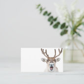 Festive Reindeer-Visitenkarte mit Albernen Gesicht Visitenkarte (Stehend Vorderseite)