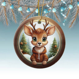 Festive Reindeer Xmas Wooden Frame Decoration 🦌🎄 Keramik Ornament