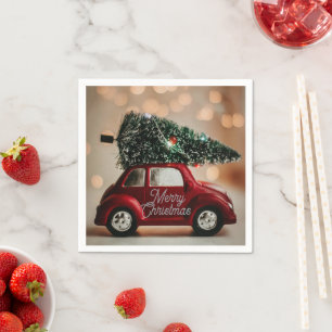 Festive Retro-Auto-Weihnachtsservietten – Tischset Serviette