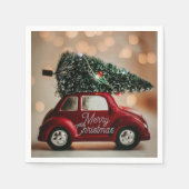 Festive Retro Car Christmas Napkins – Table Set Serviette (Vorderseite)