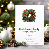 Festive Retro Christmas Wreath Party Invitation Einladung