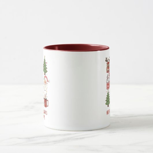 Festive Retro Frohe Weihnachten Personalisierter N Tasse (Zentrum)