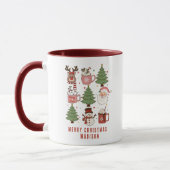 Festive Retro Frohe Weihnachten Personalisierter N Tasse (Links)