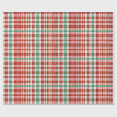 Festive Retro Red Green Textured Plaid  Geschenkpapier (Flach)