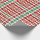 Festive Retro Red Green Textured Plaid  Geschenkpapier (Ecke)