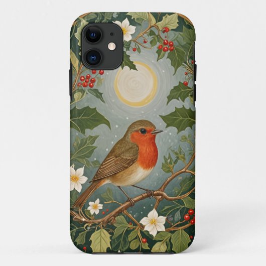 Festive Robin und Holly Case-Mate iPhone Hülle (Rückseite)