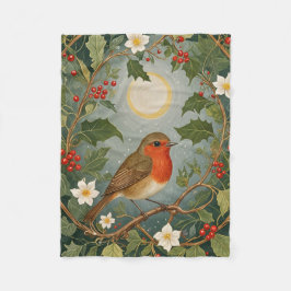 Festive Robin und Holly Fleecedecke