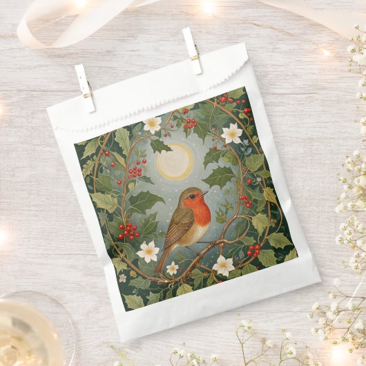 Festive Robin und Holly Geschenktütchen (Ausgeschnitten)
