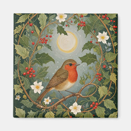 Festive Robin und Holly Magnet