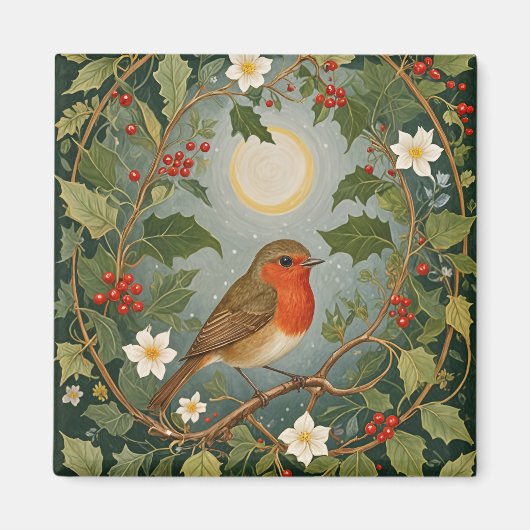 Festive Robin und Holly Magnet (Vorne)
