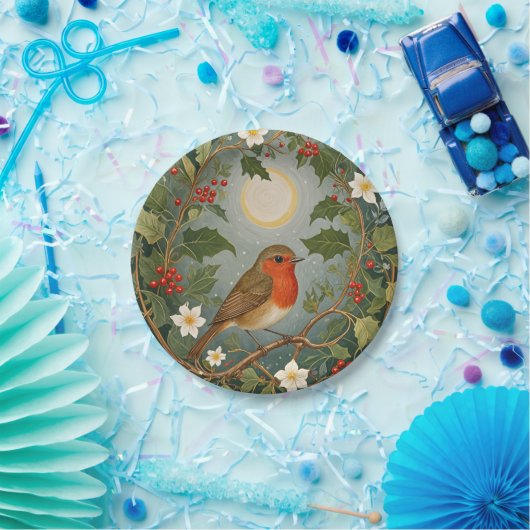 Festive Robin und Holly Pappteller (Party)