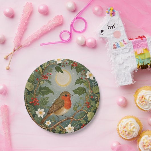 Festive Robin und Holly Pappteller (Party)