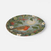 Festive Robin und Holly Pappteller (Schrägansicht)