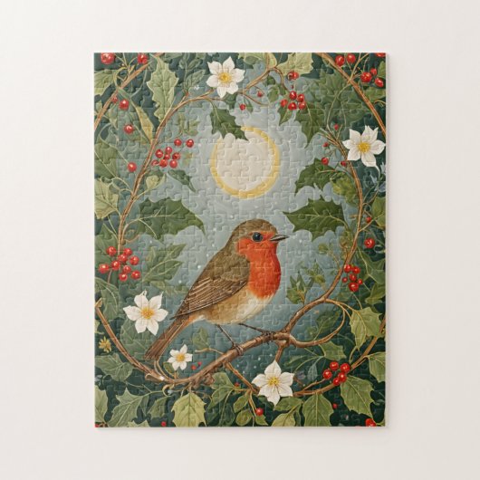 Festive Robin und Holly Puzzle (Vertikal)