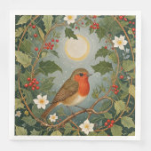 Festive Robin und Holly Serviette (Vorderseite)