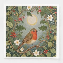 Festive Robin und Holly Serviette
