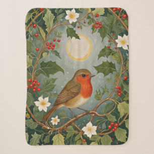 Festive Robin und Holly Sherpadecke