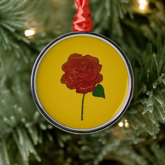 Festive Rose Hand Painting  Ornament Aus Metall (Baum)