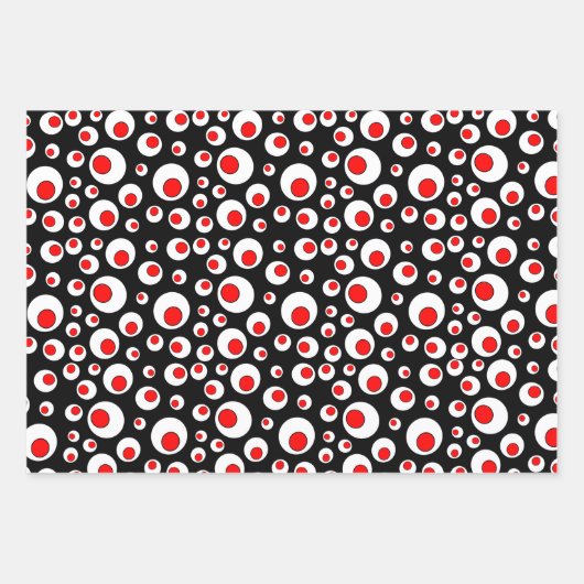 Festive Rot in weißen Kreisen Abstraktes Design Geschenkpapier Set (Vorderseite)