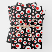 Festive Rot in weißen Kreisen Abstraktes Design Geschenkpapier Set (Beispiel)