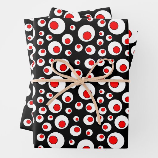 Festive Rot in weißen Kreisen Abstraktes Design Geschenkpapier Set (Beispiel)