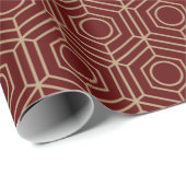 Festive Rote Moderne Art Deco Gold Muster 110 Geschenkpapier (Rolleneckpunkt)