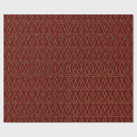 Festive Rote Moderne Art Deco Gold Muster 112 Geschenkpapier (Flach)