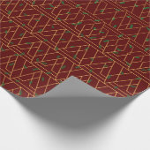 Festive Rote Moderne Art Deco Gold Muster 112 Geschenkpapier (Ecke)